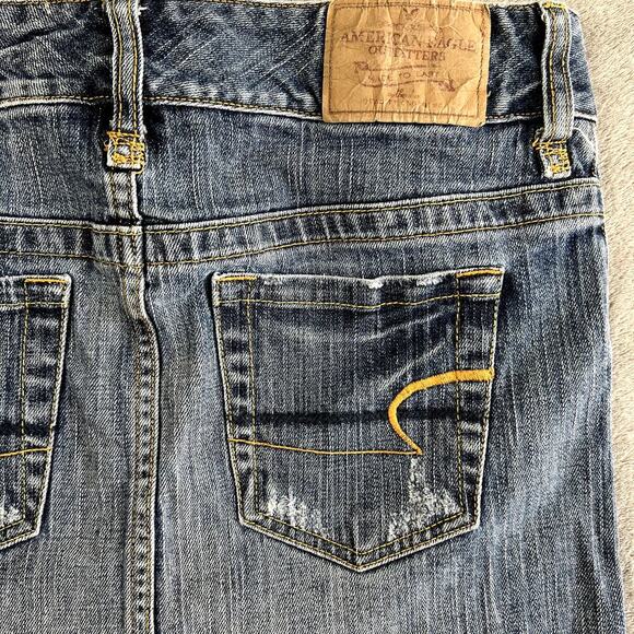 Vintage Y2K American Eagle Micro Denim Mini Skirt Women's 0 Distressed Grunge - Picture 7 of 11